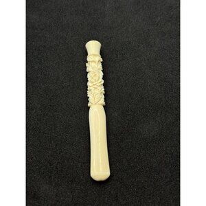 Antique Intricately Carved Cigarette Tip Bone Handle Floral Design